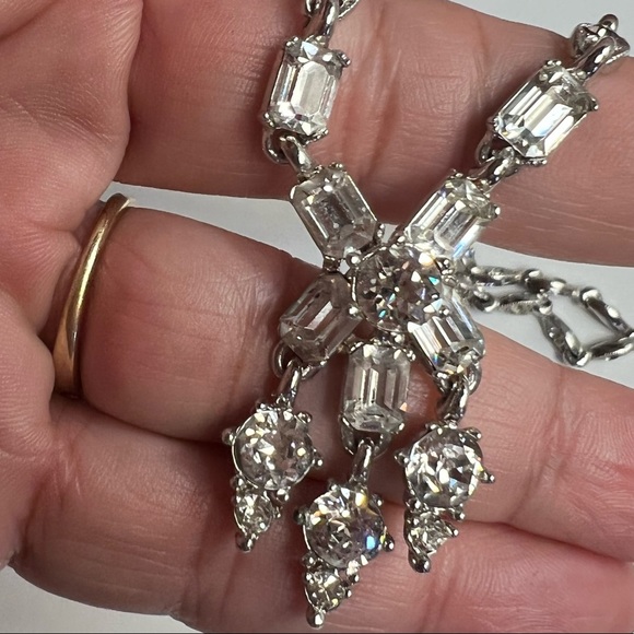 Bogoff rare vintage necklace and earrings set icy rhinestones - Picture 5 of 13